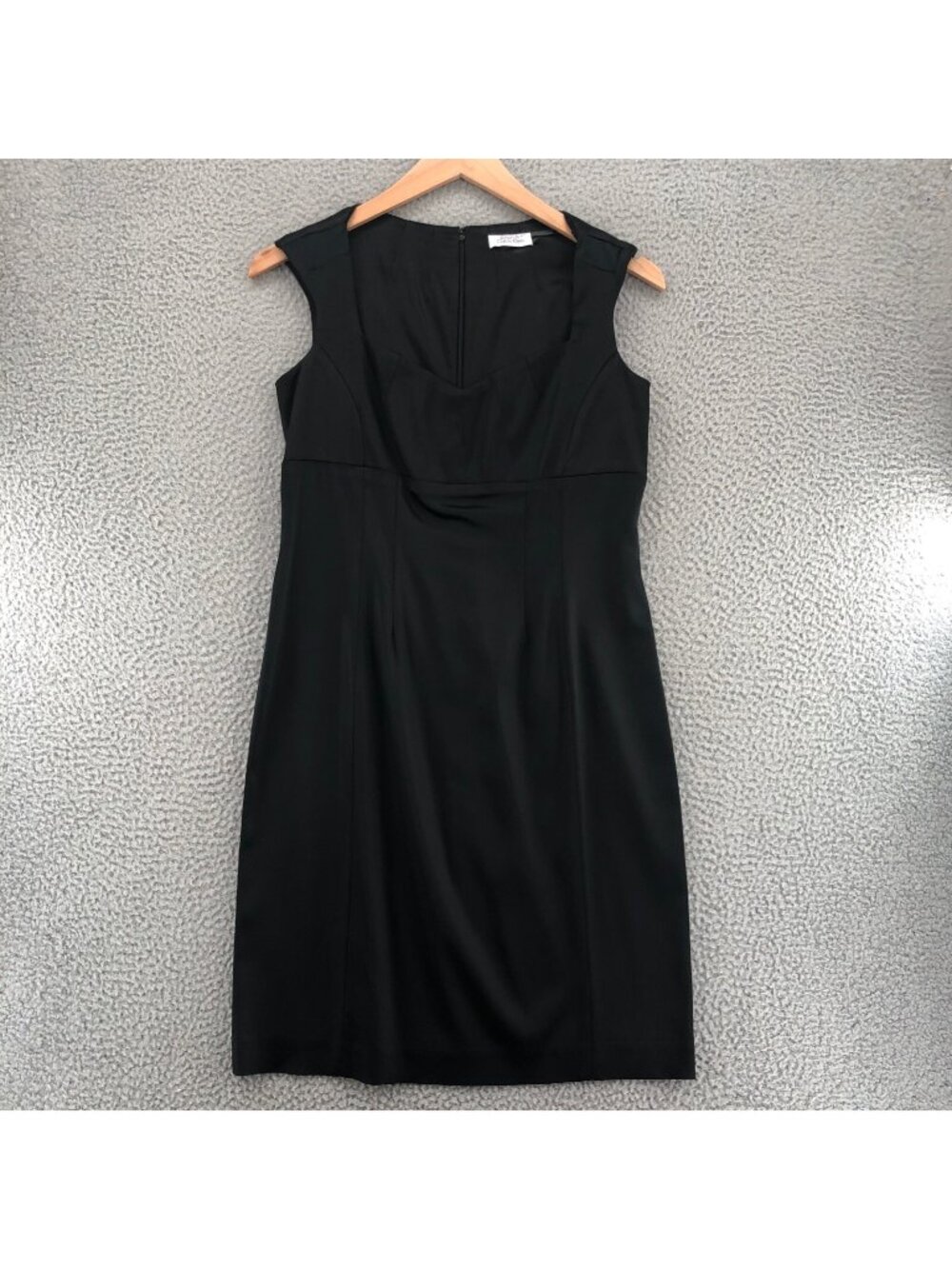 Calvin Klein Dress Womens 12 Black Sheath Satin Sweetheart Neck Mini Sleeveless
